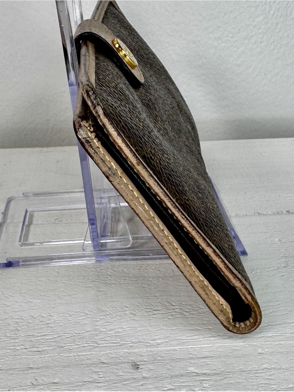 Vintage CELINE Macadam Monogram Long Wallet Brown PVC & Tan Leather - Picture 3 of 14